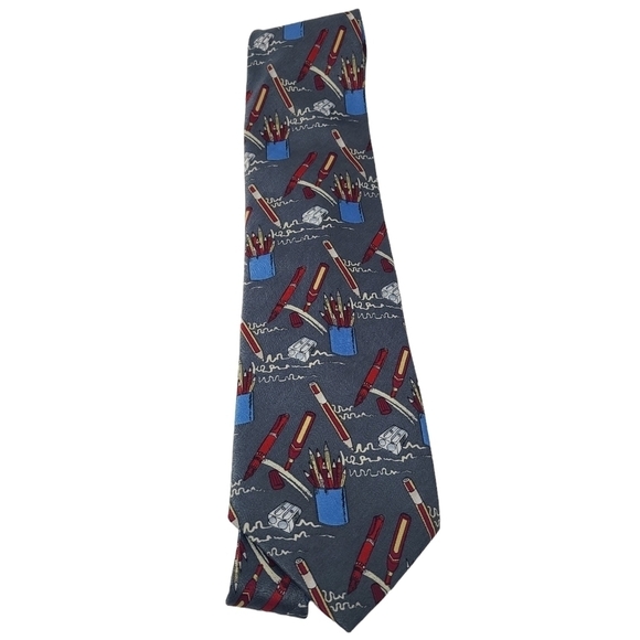 Unbranded | Men's Pen and Pencil Handwriting Office Themed Tie (One Size) - Picture 10 of 12